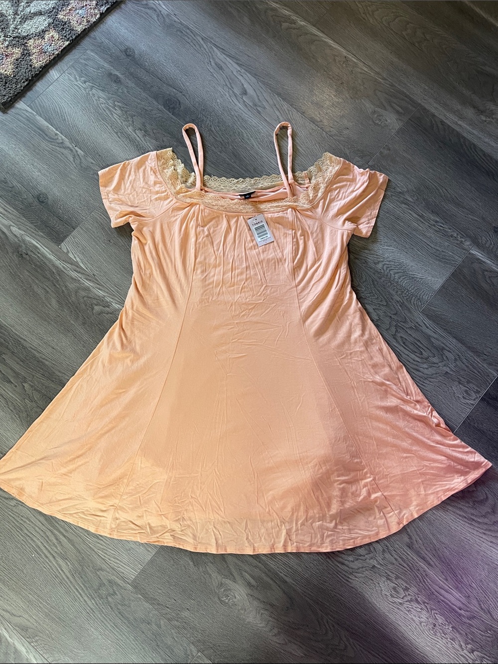 torrid Peach Lace-Trim  Dress